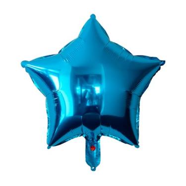 Imagem de BALAO METALIZADO ESTRELA C/CANUDO AZUL 10" C/ 6 UNIDADES