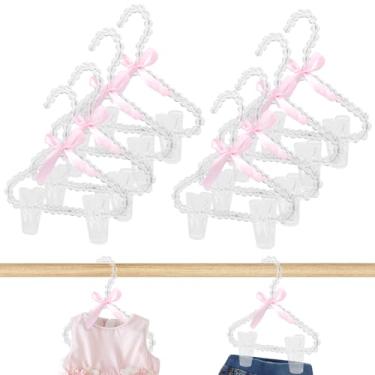 Imagem de ZJRDYYK Pacote com 8 cabides de plástico para roupas de bebê com clipes, cabides de pérolas para armário, presentes de recém-nascidos (transparente)
