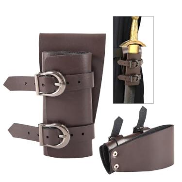 Imagem de NUMJAW Coldre Adagger Adjuatable Costume Sword Frog Medieval Renascentista Punhal Espada Bainha Cosplay Suporte de Cinto de Espada (Marrom Escuro)