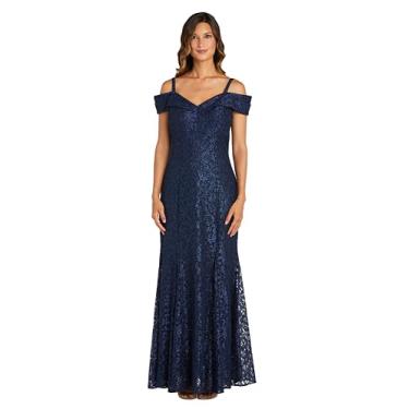 Imagem de R&M Richards Vestido formal longo feminino, Azul marino, 44