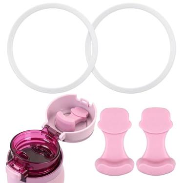 Imagem de 2 peças de rolha de substituição compatíveis com Simple Modern e 2 peças de anel de vedação transparente para garrafa de água Mesa Loop - peças de reposição de silicone compatíveis com garrafa de água