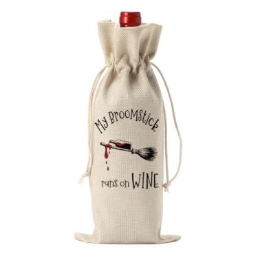 Imagem de DIENGDAED Saco de vinho de Halloween, capa de garrafa, bruxa gótica, sacolas de presente de aniversário, lembrancinhas de festa, decorações para mulheres, homens, amigas, degustação de vinhos, festa