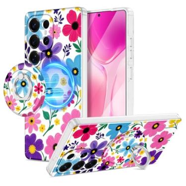 Imagem de Btscase Capa para Samsung Galaxy S25 Ultra, [compatível com MagSafe] com padrão brilhante que não desbota e suporte de anel magnético destacável, parte traseira rígida de policarbonato e capa