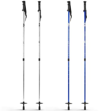 Imagem de VioraWhite Pacote com 4 bastões de esqui ajustáveis para esqui alpino, leves, de alumínio, para adultos, homens e mulheres (78-135 cm/31-53 polegadas) (azul, prata)