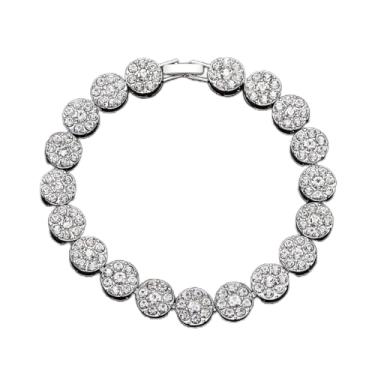 Imagem de Pulseira de liga 10 mm hip hop flor pétala de flor redonda corrente corrente hip hipple diamante pulseira (cor: 17,78 cm dourado) (18 cm prata)