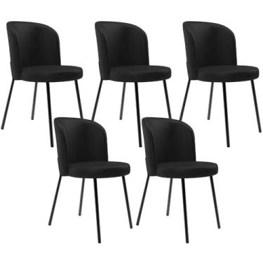 Imagem de Kit 5 Cadeiras Sala de Jantar Estofada Gavi L02 Couríssimo Preto - Lyam Decor