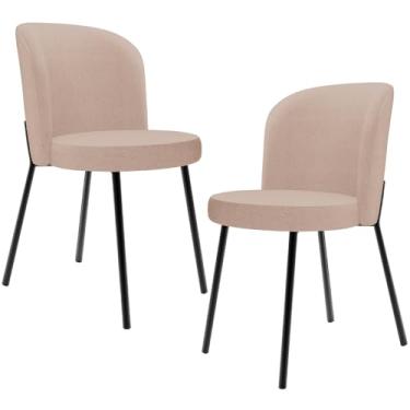 Imagem de Kit 2 Cadeiras Sala de Jantar Estofada Gavi L02 Linho Rosê - Lyam Decor