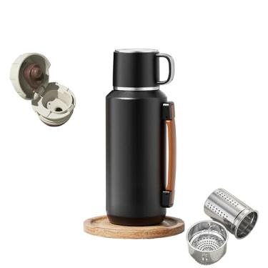 Imagem de VISTATROY Garrafa de água de aço inoxidável 316 765 g com copo com tampa - Mantenha mais de 24 horas quente para bebidas quentes e frias - Frasco térmico isolado a vácuo à prova de vazamento com alça