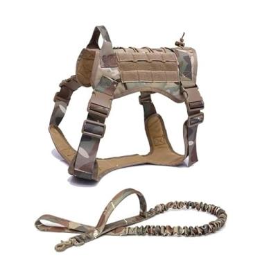 Imagem de Coleira Peitoral Tática para Cães de Porte Médio e Grande - Com Guia Reforçada e Alça de Controle(CAMUFLADO,XXL)