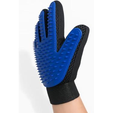 Imagem de Luva Pet Nano Magnética Tira Pelos com 180 Pontas de Silicone Azul e Preto