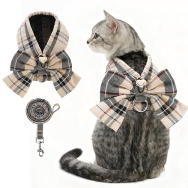 Imagem de KOOLTAIL Conjunto de coleira e coleira para cães pequenos, sem puxar e engasgar, de malha macia, acolchoado, ajustável, peitoral para animais de estimação com gravata borboleta para cães e gatos