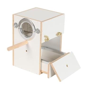 Imagem de Baoblaze Caixa de Criação de Pássaros, para Periquitos com Poleiro, de Madeira, com Gaveta, Viveiro para Acasalamento de Papagaios e Agapornis, 18x18x25 Cm