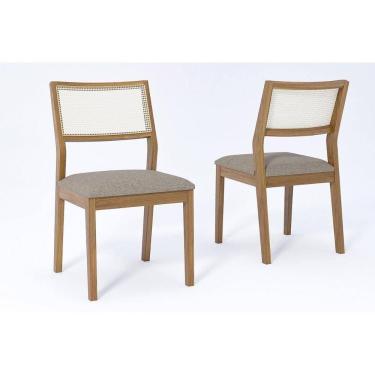 Imagem de Cadeira Sala De Jantar Bella Kit 2 Un Carvalho-linho Bege - Cimol