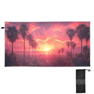 Imagem de Blueangle Toalha de praia de palmeiras do pôr do sol - Toalhas de viagem compactas e leves - Toalha de secagem rápida super absorvente para natação, acampamento e férias (186)