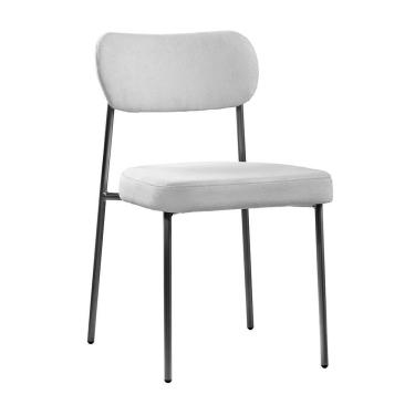 Imagem de Cadeira Lavínia Bouclê Cinza/aço Preto - Salaone Bouclê Cinza/aço Preto