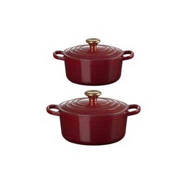 Imagem de KIT LE CREUSET 2 PANELAS REDONDAS 24 E 26CM EM FERRO ESMALTADO VERMELHO RHONE