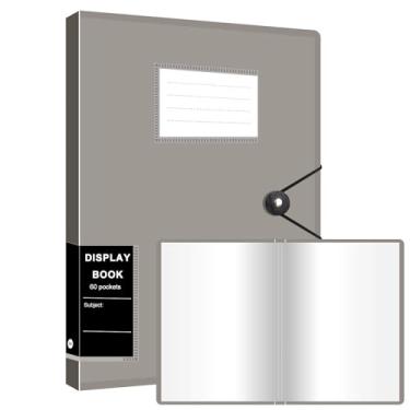 Imagem de Fichário de portfólio de arte, fichário de 60 bolsos com mangas de plástico, exibe 120 páginas de documentos, 21 x 27 cm (preto), livro com mangas de plástico, para obras de arte, organizador de