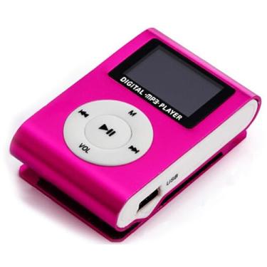 Imagem de Dpofirs Leitor MP3 Metálico Com ecrã LCD |Armazenamento Expansível de 32 GB, Bateria Recarregável de 90mAh, Reprodutor de Música Durável e Portátil para Correr, Viajar (Rosa vermelha)