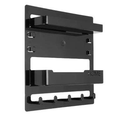 Imagem de SUNGOOYUE Organizador de Cabeceira, Prateleiras Flutuantes de Parede, Prateleira de Montagem na Parede Com Espaço de Armazenamento para Telefone, óculos Remotos, Chaves, Casa, Escritório, (Preto)