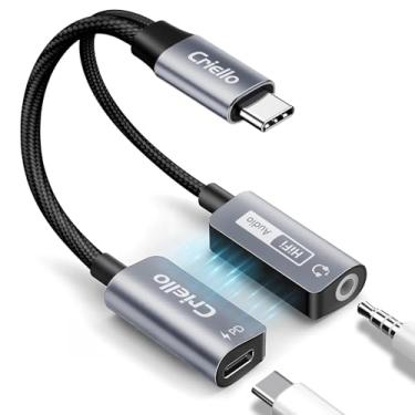 Imagem de Criello Adaptador magnético USB-C para áudio de 3,5 mm e carregador 2 em 1 e adaptador de áudio tipo C com cabo dongle de carregamento rápido PD 60W para iPhone 17/16/15 Plus Pro Max, iPad Pro, Switch