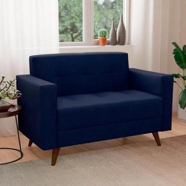 Imagem de Sofá 2 Lugares Vitrola Suede Azul 123 cm - Modern