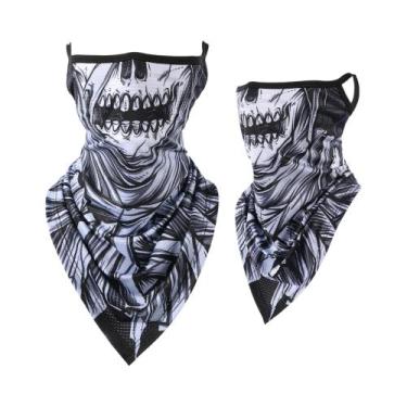 Imagem de Máscara De Pescoço Reutilizável Com Estampa De Caveira, Secagem Rápida