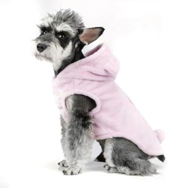 Imagem de FOFOS Casaco de inverno para cães, jaqueta de pelúcia para cães com orifício para trela, colete de neve quente ajustável para cães pequenos e médios, rosa, M