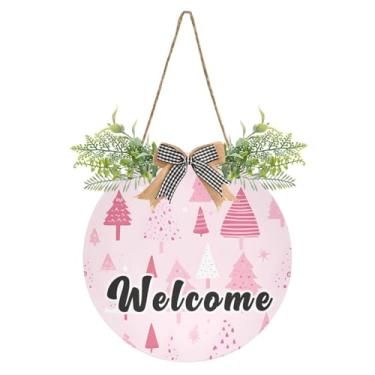 Imagem de YETTASBIN Placa de boas-vindas para árvore de Natal, placa de parede à prova d'água, guirlanda decorativa de alpendre para inauguração de casa, quintal, jardim, decoração de férias, 30 x 30 cm