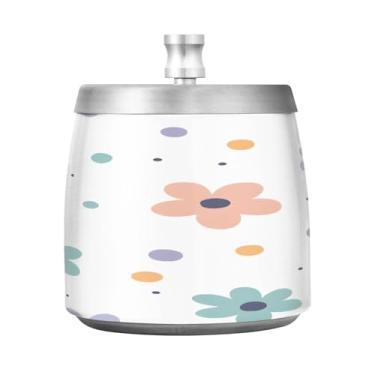 Imagem de Wassud Cinzeiro para cigarros, interior, exterior, simples, pétalas, cinzeiro, com tampa, aço inoxidável, à prova de vento, inodoro, mesa, cinzeiro, casa, escritório, pátio, varanda, decoração