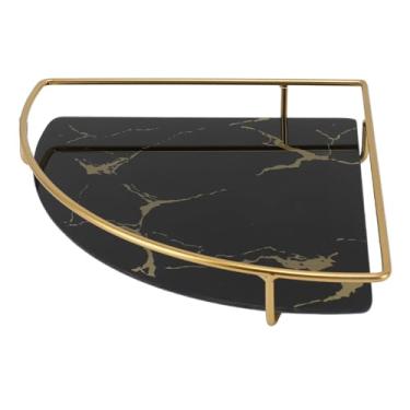 Imagem de HEEPDD Bandeja de Armazenamento de Banheiro, Bandeja Organizadora de Vidro, Ideal para Produtos de Higiene Pessoal e Acessórios Em Banheiros Modernos de Armazenamento de, Ferro Elegante e (Preto)