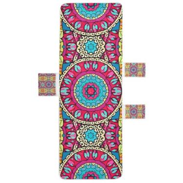 Imagem de STAYTOP Capa de toalha de cadeira de descanso 215,88 cm x 76,2 cm, capa de espreguiçadeira macia, capas de cadeira de praia com bolsos para jardim, pátio, pátio, banhos de sol, gramado, mandala boho