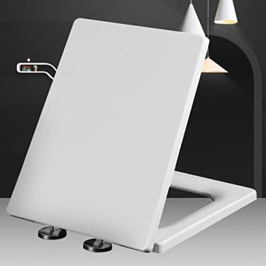 Imagem de Assento sanitário, assento de vaso sanitário branco macio fechamento assento pesado para vasos sanitários padrão acessórios e luminárias universais incluídos, premium universal loo S (branco-41 ~ 48