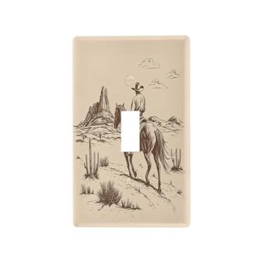 Imagem de Wassud Placa de cobertura para interruptor de luz, capa decorativa de caubói solitário, placa de parede para tomadas elétricas, interruptor único, 11 x 6 cm