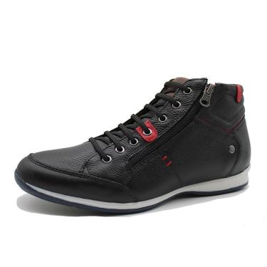 Imagem de Sapatenis Cano Alto Masculino Couro Calce Facil Elastico Detalhe Ziper Lateral Macio Solado TR-Masculino