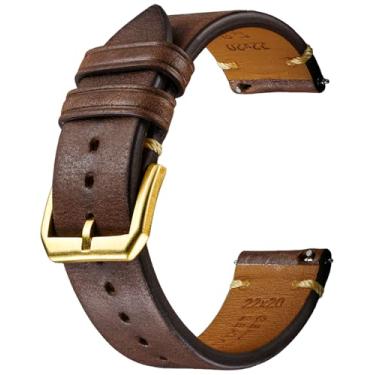 Imagem de REZERO Pulseira de relógio de liberação rápida, pulseiras de couro de grão superior para homens e mulheres - pulseiras de reposição de couro com descoloração de 18 mm, 20 mm, 21 mm, 22 mm, 23 mm, 24