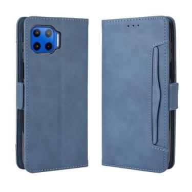 Imagem de Capa para MOTO G 5G Plus,Retro magnético Flip Case,Design de carteira de couro PU com slots de cartão removíveis -Blue