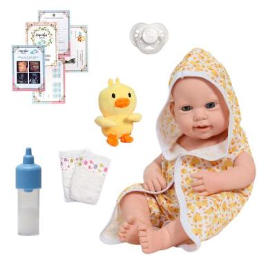 Imagem de Bebê Reborn Boneco Masculino Fofinho Com Saída de Banho Pato - Cegonha