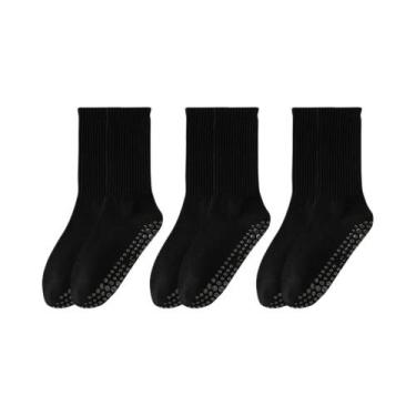 Imagem de Meias De Algodão Antiderrapantes Para Yoga E Pilates Femininas De Comp