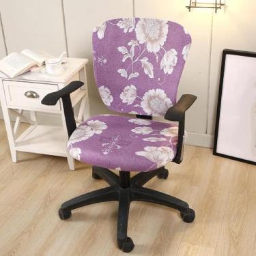 Imagem de Capa universal giratória para cadeira de escritório, capas elásticas para cadeira de escritório, protetores de almofada removíveis laváveis, fáceis de limpar, resistentes, resistentes ao desbotamento