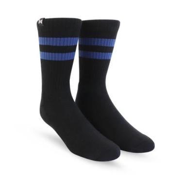 Imagem de Meia Cano Alto Esportiva Norden Old Style Preto e Azul 36-43