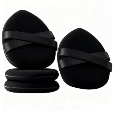 Imagem de 4 peças de esponja de maquiagem, maquiagem rápida e impecável, corretivo em pó para base líquida (preto)