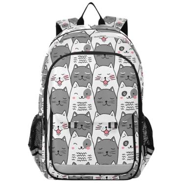 Imagem de ODAWA Cute Cats Gray White Kids School Backpacks, Middle School 17 Inch Backpack Kids
