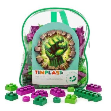 Imagem de Blocos de Montar 162 Peças em Mochila Organizadora: Escolha Herói ou Princesa (Reino Mágico) - Brinquedo Educativo Infantil - para Meninos e Meninas. (Verde)