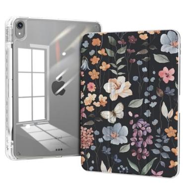 Imagem de Piznernico Capa fina para iPad Air 11 polegadas M3 (2025)/M2 (2024), iPad Air 10,9 polegadas 5ª/4ª geração 2022/2020 com suporte para lápis, capa traseira transparente protetora com três dobras