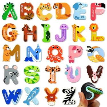 Imagem de Rubber Magnetic Letters with Thicker Full Back, Big Size Animal Alphabet Magnets for Fridge,Cute Magnetic Alphabet Letters Fridge Magnets for Pre-School Learning Tools