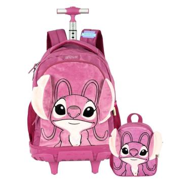 Imagem de Kit Lilo Stitch Mochila Rodas + Lancheira Térmica Pelúcia