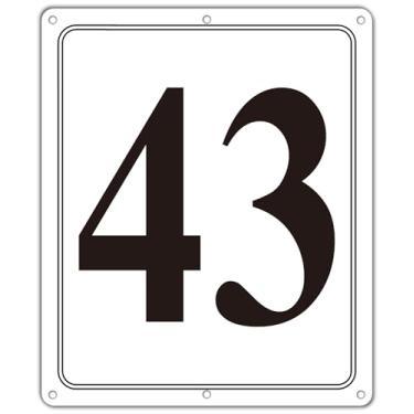 Imagem de i-CowFun Placa numerada de metal premium ao ar livre, refletiva de 30,5 x 25,4 cm placas numeradas de alumínio grande 43 para estacionamento, quadra de tênis, campo, armazém, corredor, edifício, doca