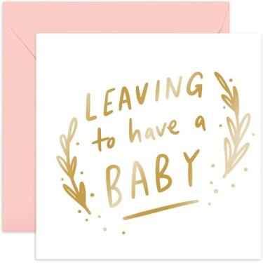 Imagem de Old English Co. Cartão Leaving To Have a Baby para colega feminina - Cartão de licença maternidade para ela - Cartão de saída Farwell para colega de trabalho de escritório - Presente de cartão de