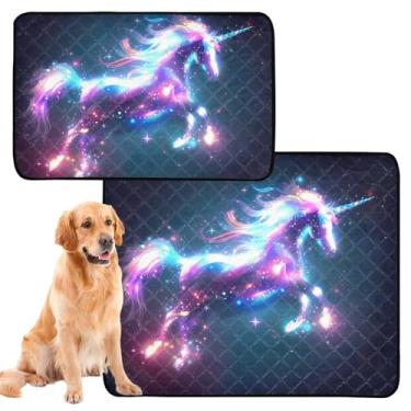 Imagem de TSENQUE Tapete colorido iridescente de unicórnio lavável para cães de estimação tapete de xixi extragrande tapete absorvente impermeável antiderrapante, pequeno x pacote com 3