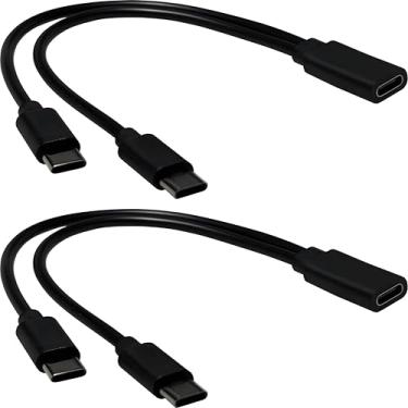 Imagem de PLSNCFSM Pacote com 2 cabos USB C divisor 1 entrada 2 saídas USBC carregamento Y 7,8 polegadas (apenas carregamento/sem dados)